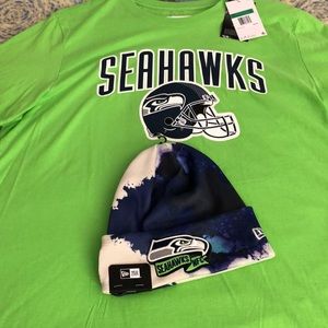 NIKE NFL TEAM APPAREL SEATTLE SEAHAWKS TEAM SHIRT, SEATTLE NFC NEW ERA BEANIE